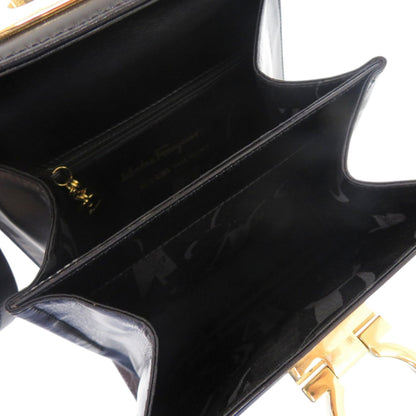 Salvatore Ferragamo Gancini Aq-212193 Leather Black Handbag 0608