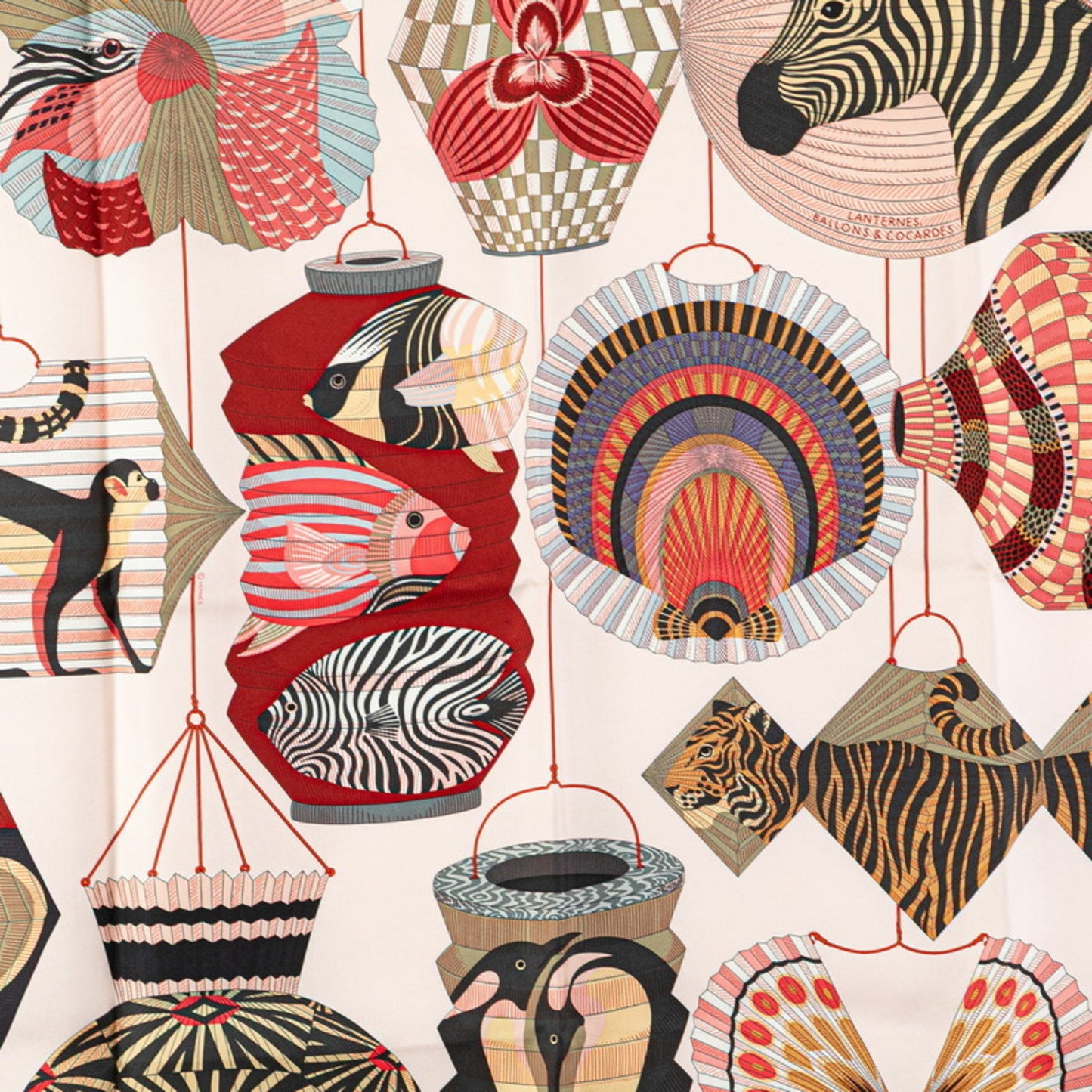 Hermes Herms Carr 90 Lantern Ballons & Cocardes Scarf