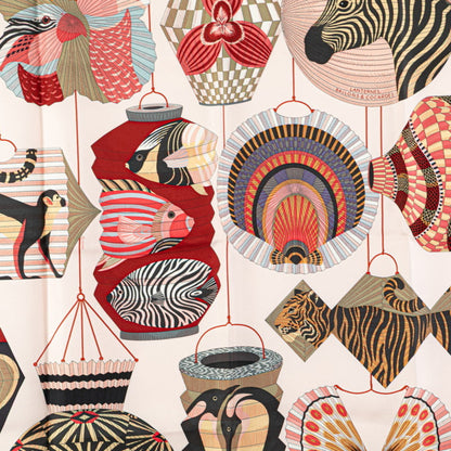 Hermes Herms Carr 90 Lantern Ballons & Cocardes Scarf
