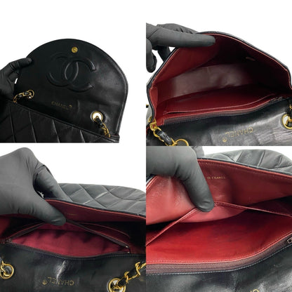 Chanel Matelasse Coco Mark Lambskin Chain Shoulder Bag Pochette Black 719-7