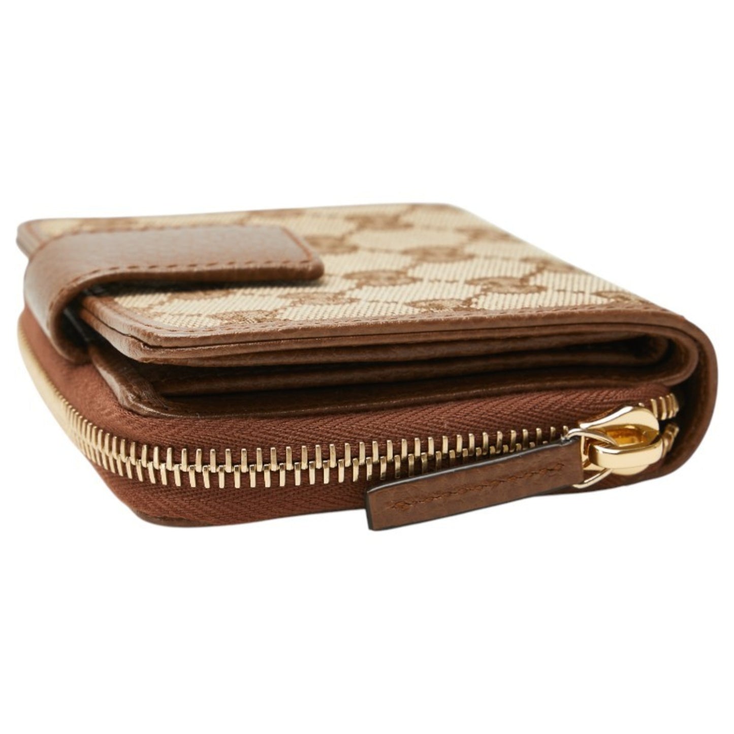 Gucci Gg Canvas Bifold Wallet 346056 Beige Brown Leather