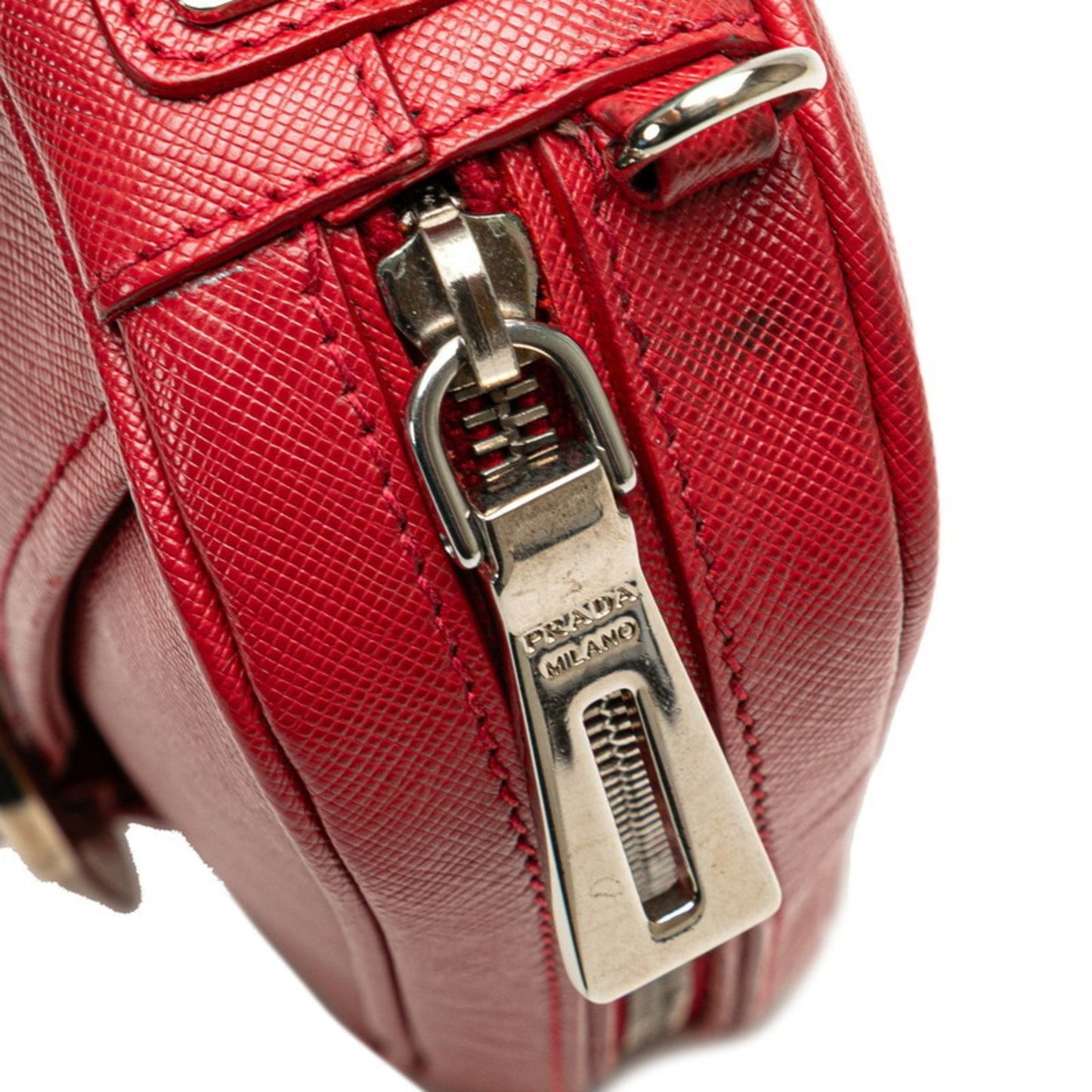 Prada Buckle Crossbody Shoulder Bag In Red Saffiano Leather