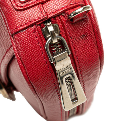 Prada Buckle Crossbody Shoulder Bag In Red Saffiano Leather