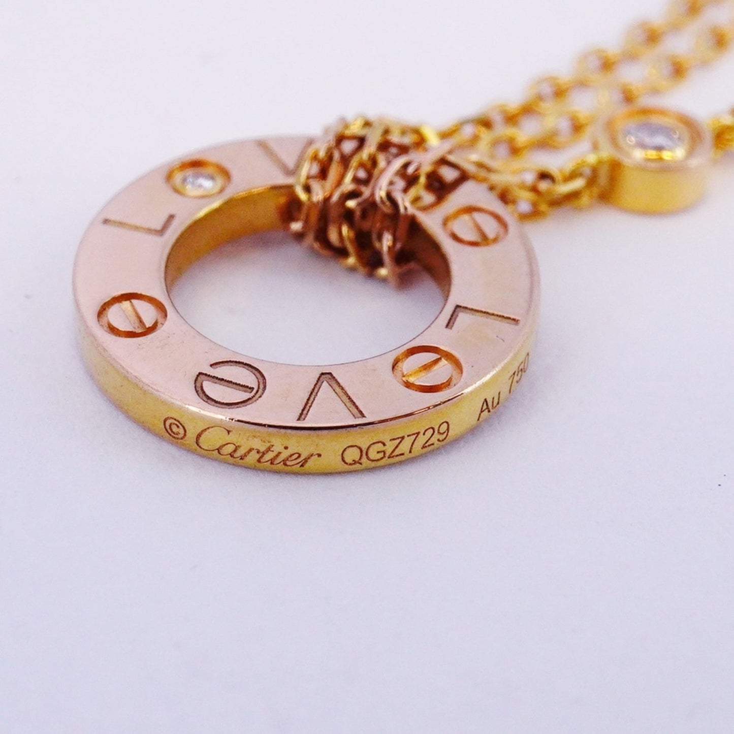 Cartier Love Circle 2Pd Necklace In 18K Pink Gold