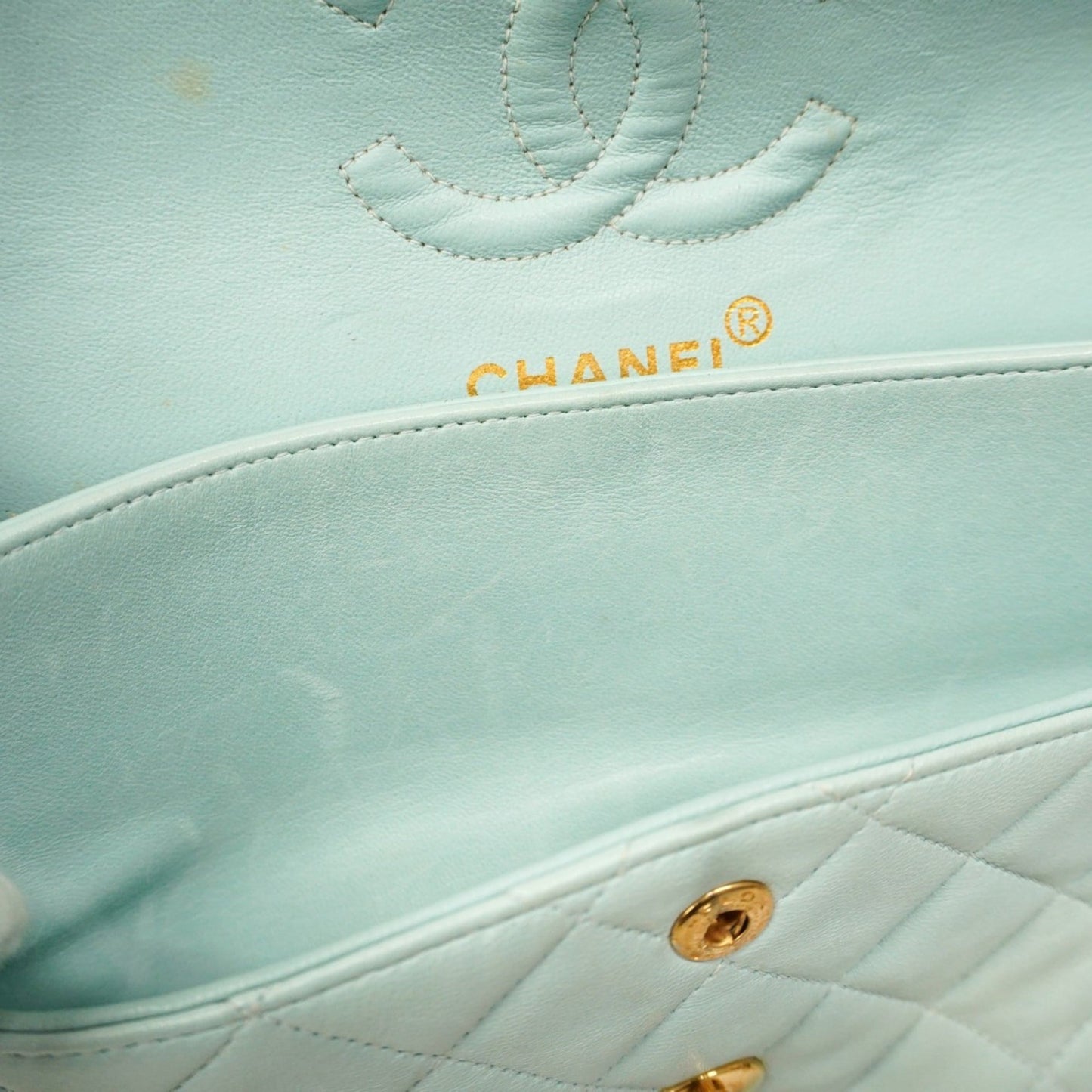 Chanel Shoulder Bag Matelasse Double Flap Chain Lambskin Green