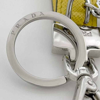 Prada Keychain Ec-23549 Yellow Sole F0377 2Pp040 Unused Saffiano Leather Metal Robot Key Holder