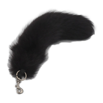 Celine Fox Tail Fox Tail Keychain Fur Black Key Ring Bag Charm R2219123007166