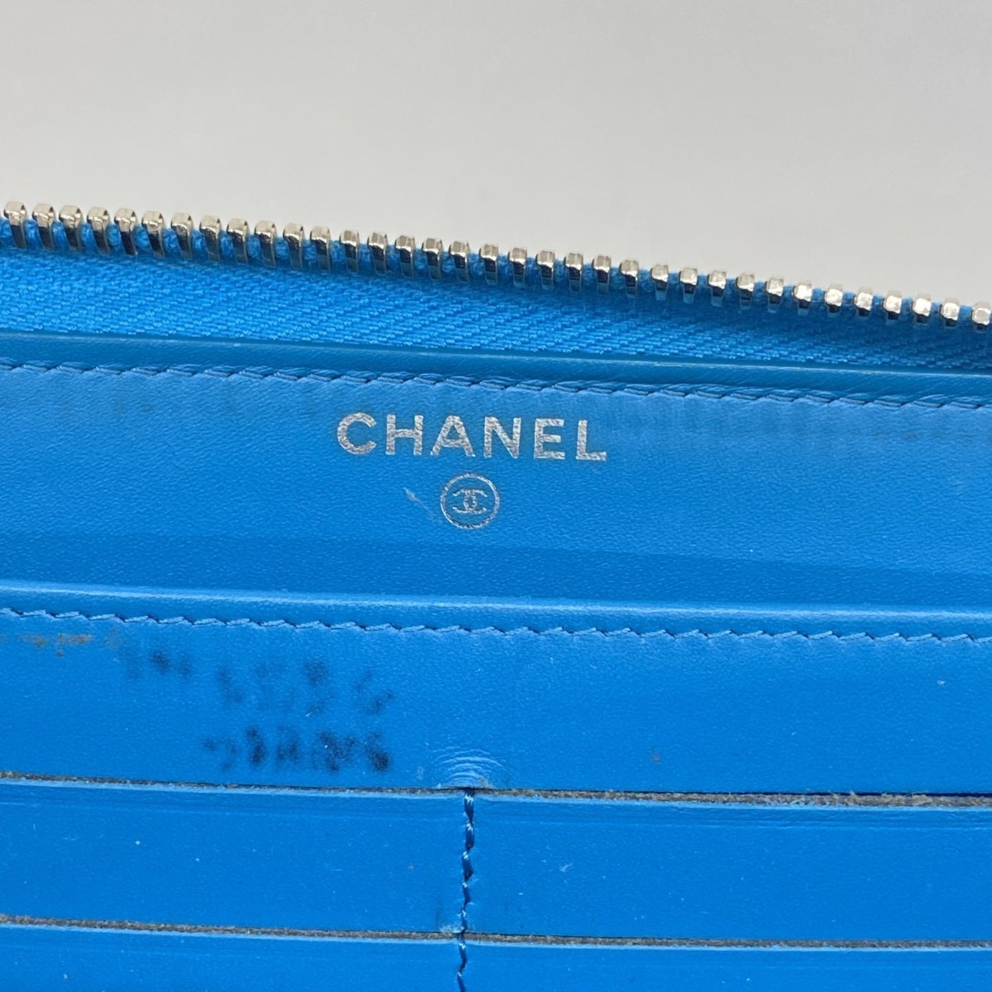 Chanel Patent Leather Turquoise Blue Long Wallet
