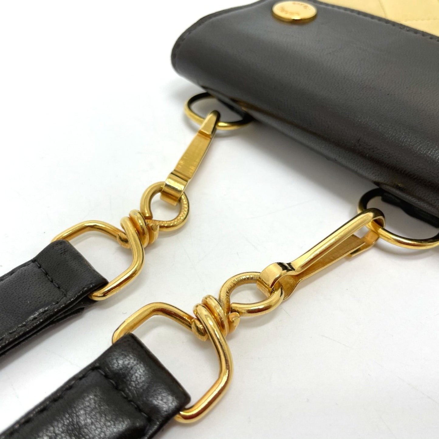 Chanel Bag Pouch Pochette Waist Pouch Black X Beige Goldhardware