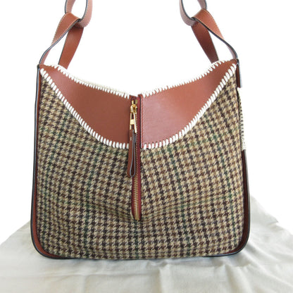Loewe Handbag Shoulder Bag Hammock Leather Wool Dark Green Brown Gold