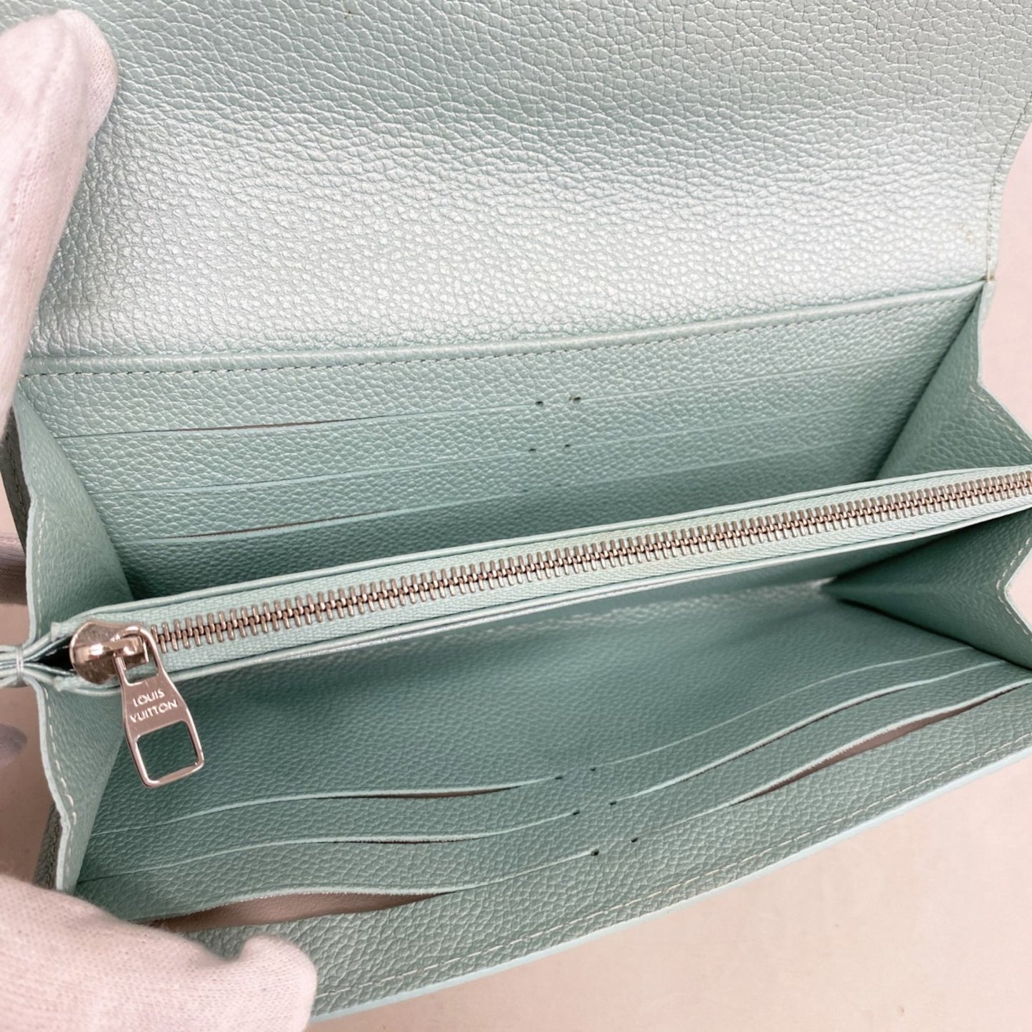 Louis Vuitton Monogram Empreinte Portefeuille Sarah Long Wallet M82174 Light Blue