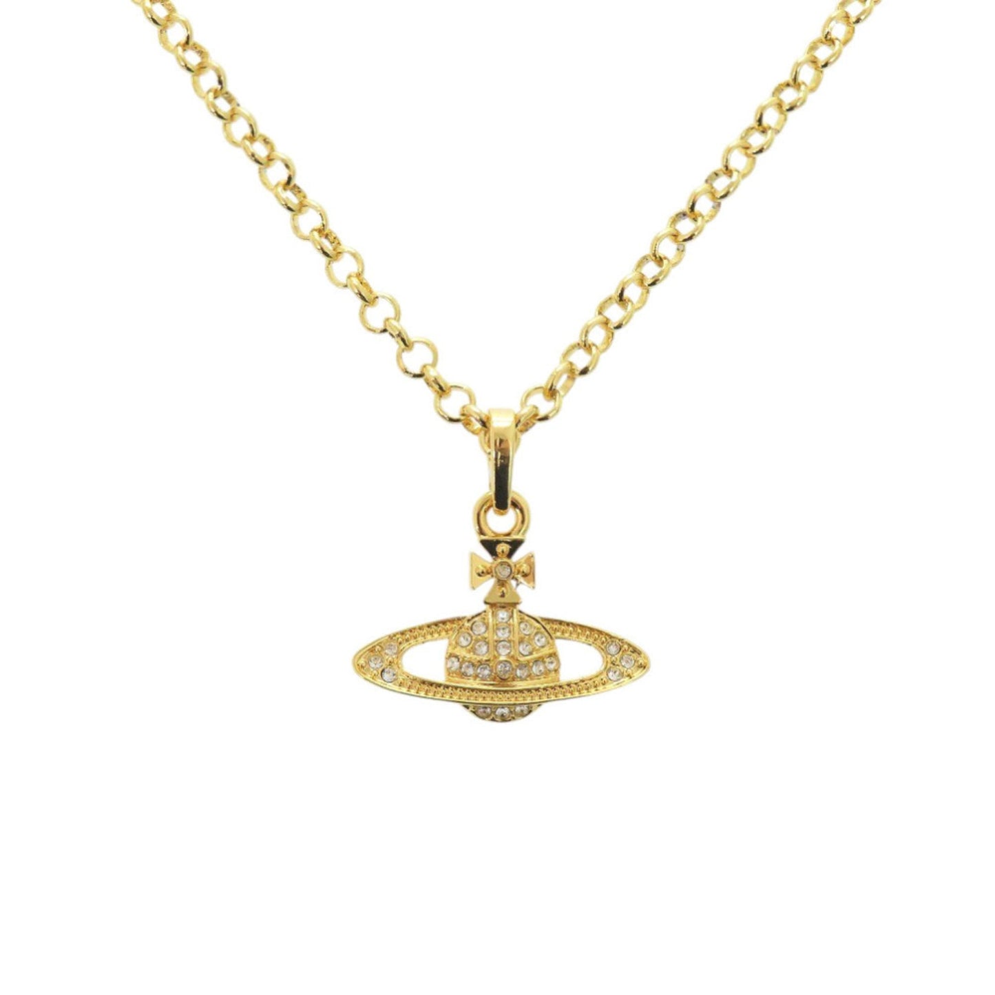 Like New Vivienne Westwood Orb Rhinestone/Metal Gold Necklace 1960