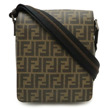Fendi Zucca Pattern Shoulder Bag In Pvc And Leather
