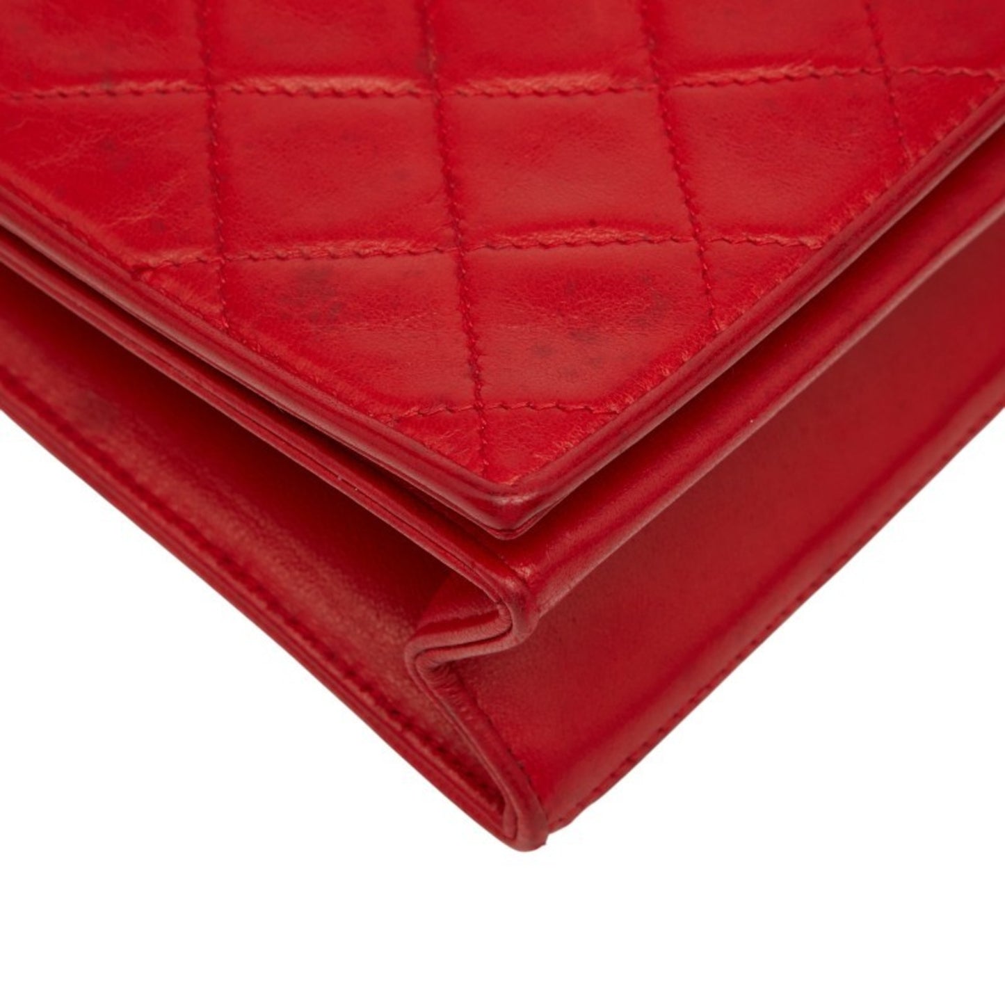 Chanel Matelasse Coco Mark Chain Shoulder Bag In Red Lambskin