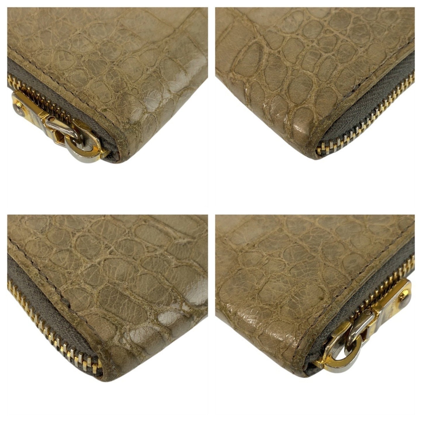 Miumiu Miu Embossed Gray Leather Long Wallet