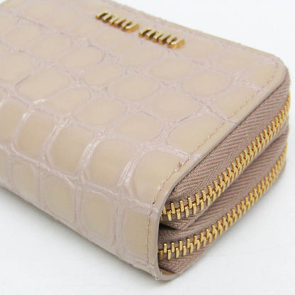 Miu Miu Double Zipper 5Mc078 Leather Card Case Pink Beige