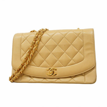 Chanel Diana Matelasse Chain Shoulder Bag In Beige Lambskin