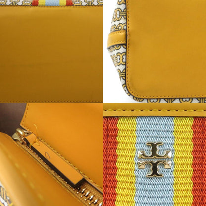Tory Burch Handbag Shoulder Bag Coated Canvas Leather Yellow