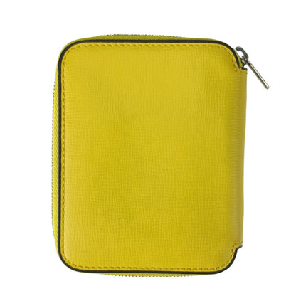 Valextra Zip-Around Card Holder V8L34 In Yellow Grained Calfskin For Men And Women