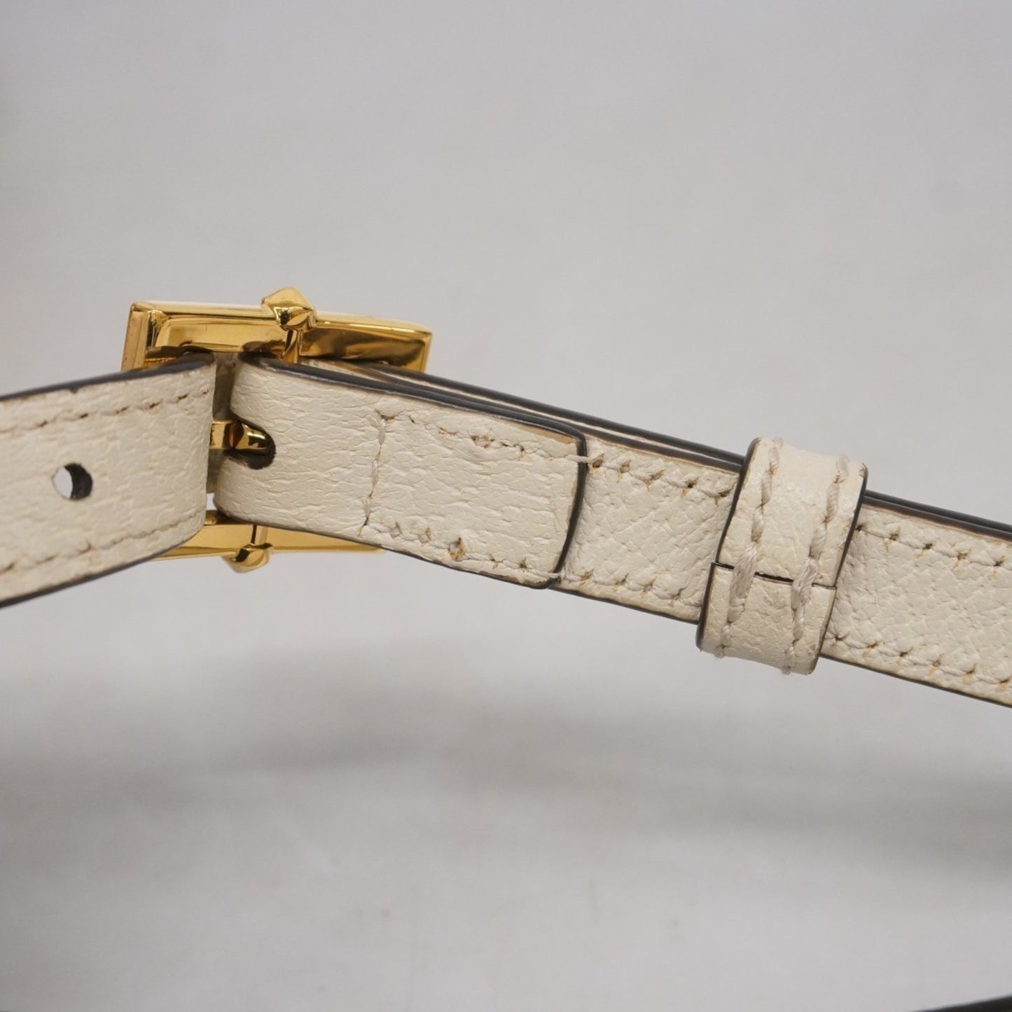 Gucci Sylvie Handbag 524405 Leather Ivory Gold