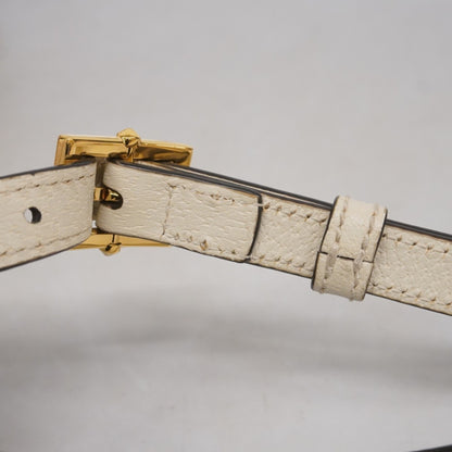 Gucci Sylvie Handbag 524405 Leather Ivory Gold