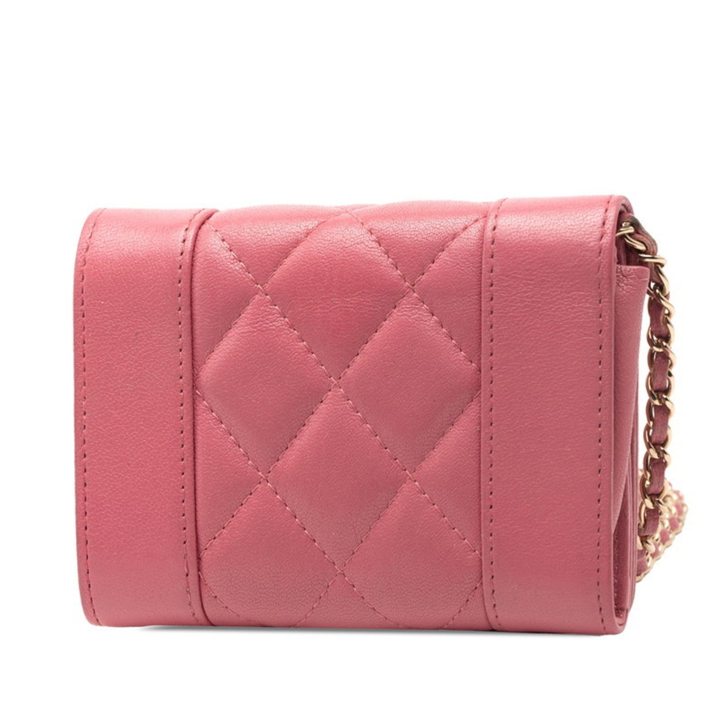 Chanel Coco Mark Mademoiselle Mini Chain Wallet Shoulder Bag In Pink Lambskin