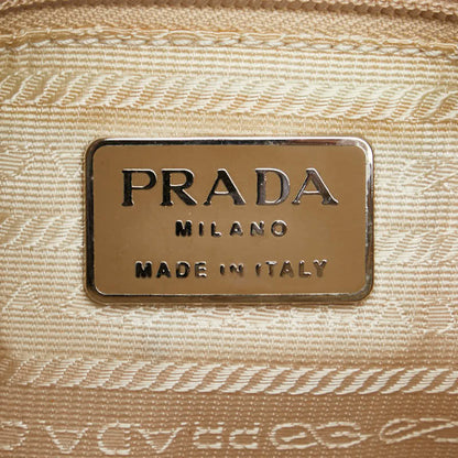 Prada Chain Shoulder Bag B4590 Beige Lino Leather Nylon