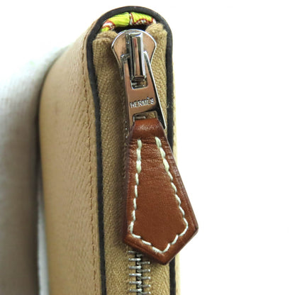 Hermes Azap Long Silk In Chai Epsom Leather Round Zip Wallet With U Stamp And Box