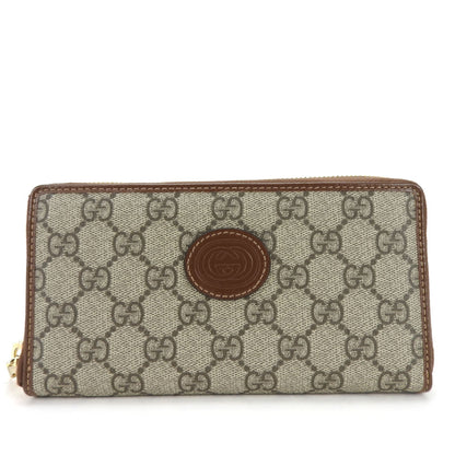 Gucci Long Wallet 673003 Interlocking G Gg Supreme Canvas Beige Brown Round