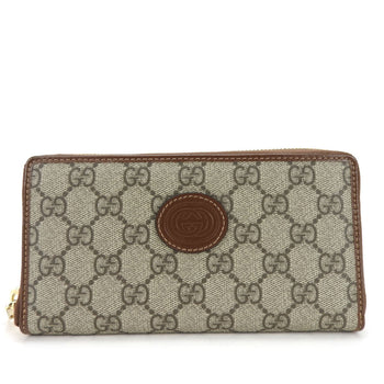 Gucci Long Wallet 673003 Interlocking G Gg Supreme Canvas Beige Brown Round