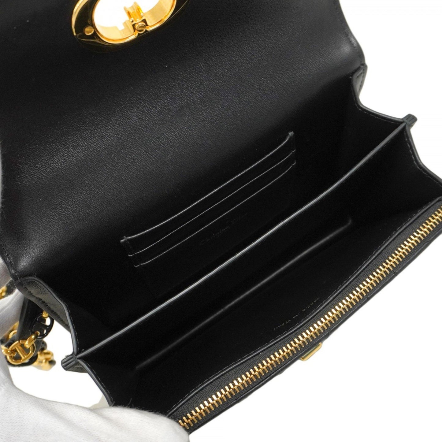 Christian Dior Cannage Miska 12 Shoulder Bag In Black Leather