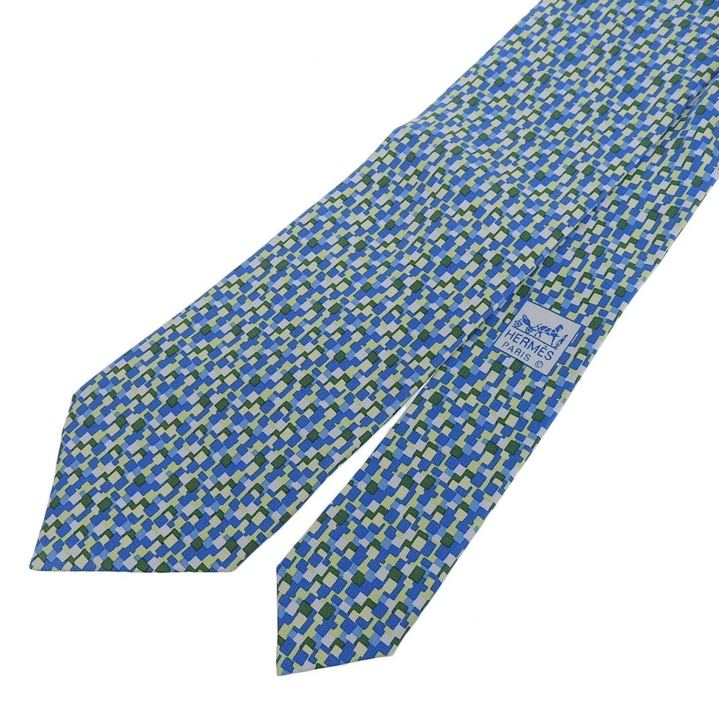 Hermes 5089 Pa 100% Silk All-Over Logo Print Tie