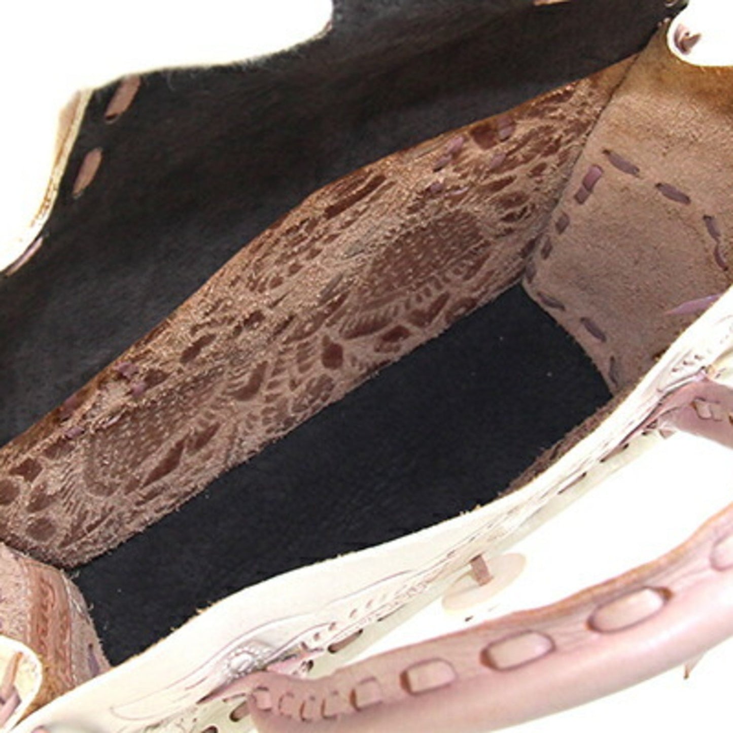 Grace Continental Handbag Carving Tribes Maestra Ivory Pink Beige Leather All Flower