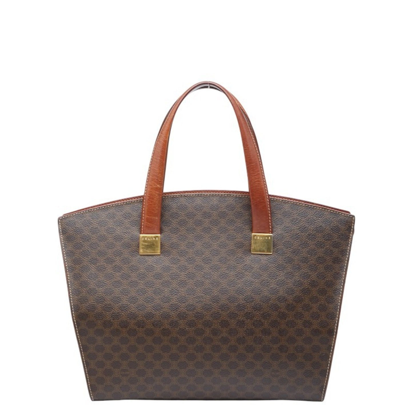 Celine Macadam Handbag In Brown Leather