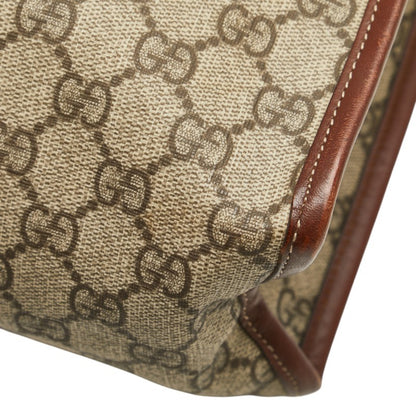 Gucci Gg Supreme Tote Bag 211135 Beige Brown Leather