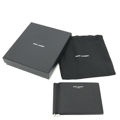 Saint Laurent Paris Bill Clip Wallet In Grained Leather