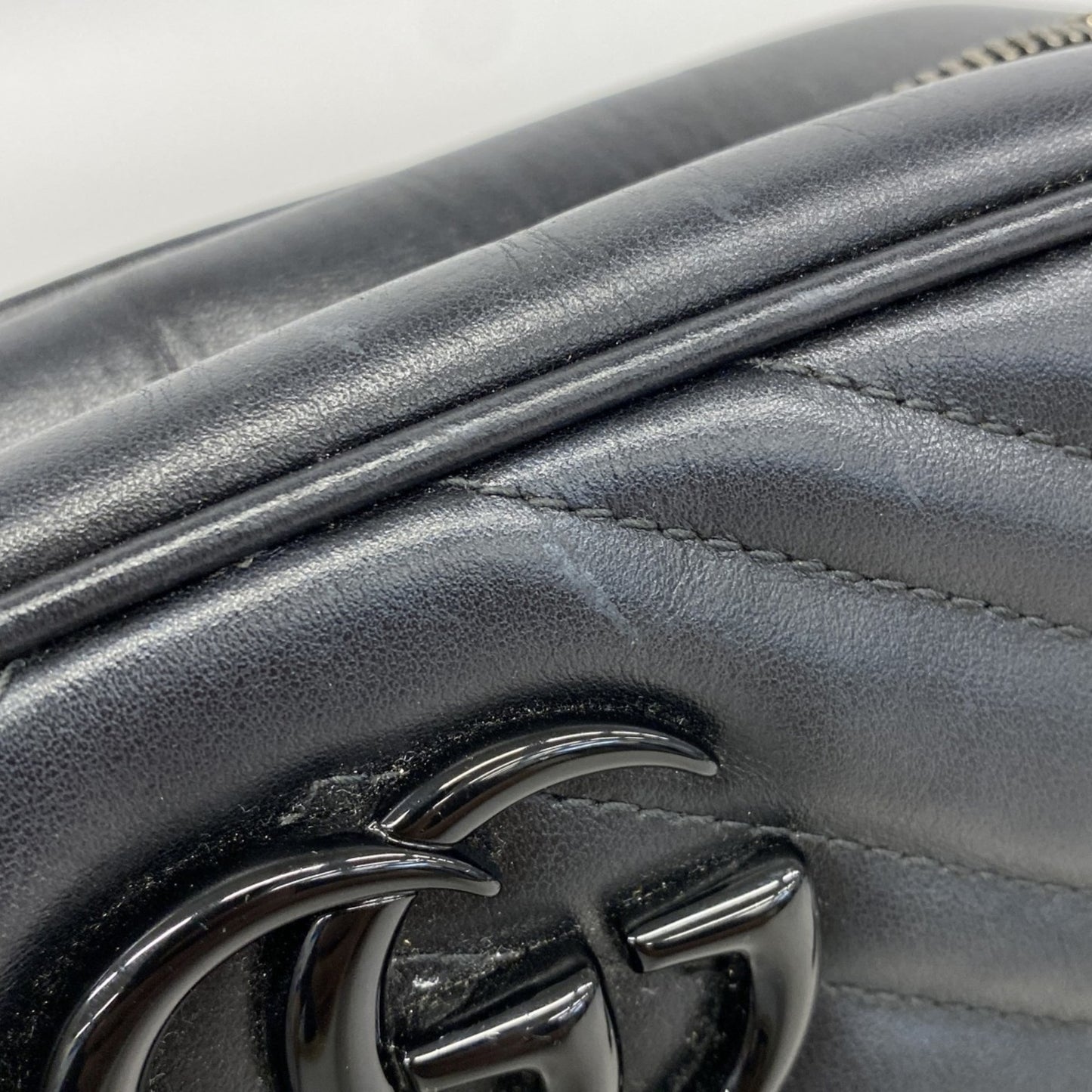 Gucci Gg Marmont Shoulder Bag 447632 Leather Black