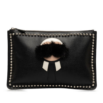 Fendi Karl Lagerfeld Clutch Bag 7N0078 52P Black Leather