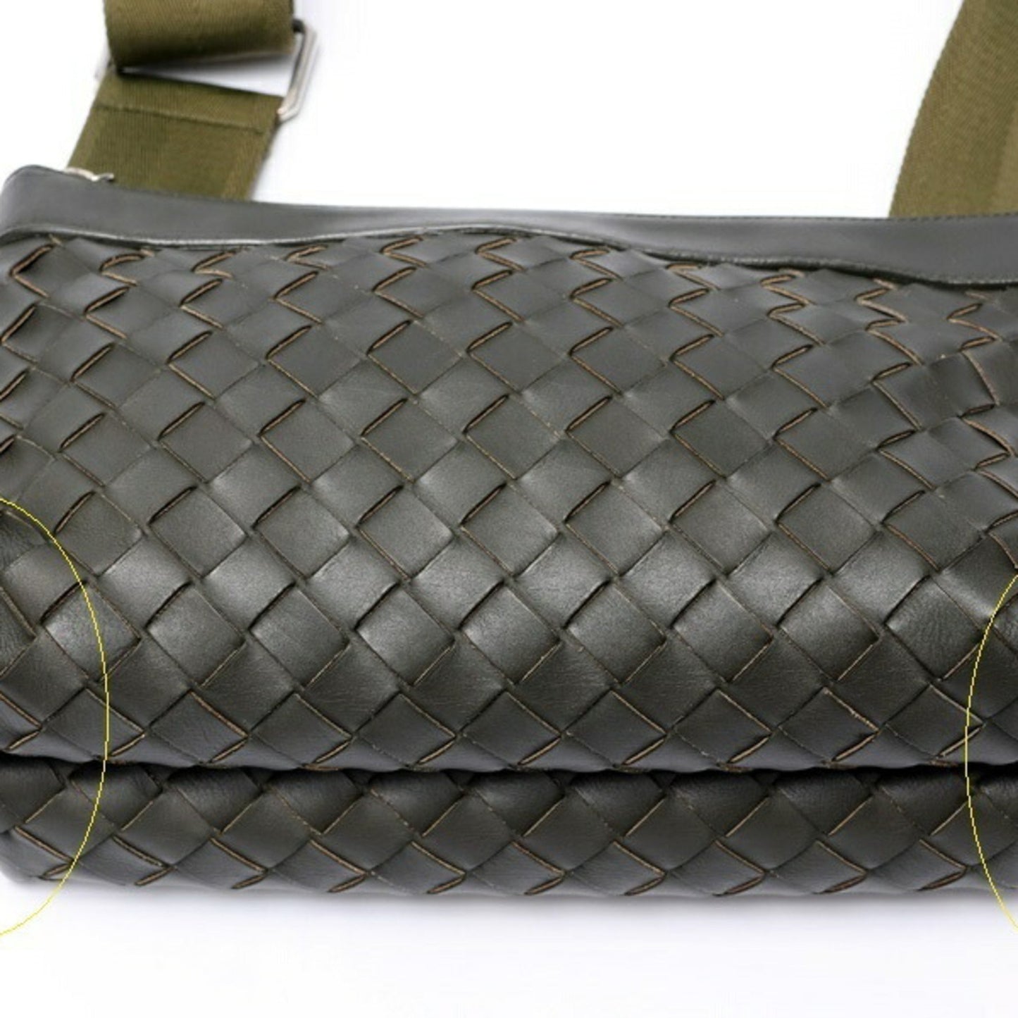 Bottega Veneta Intrecciato Duo Bag Shoulder 651938 Leather Khaki S-158362