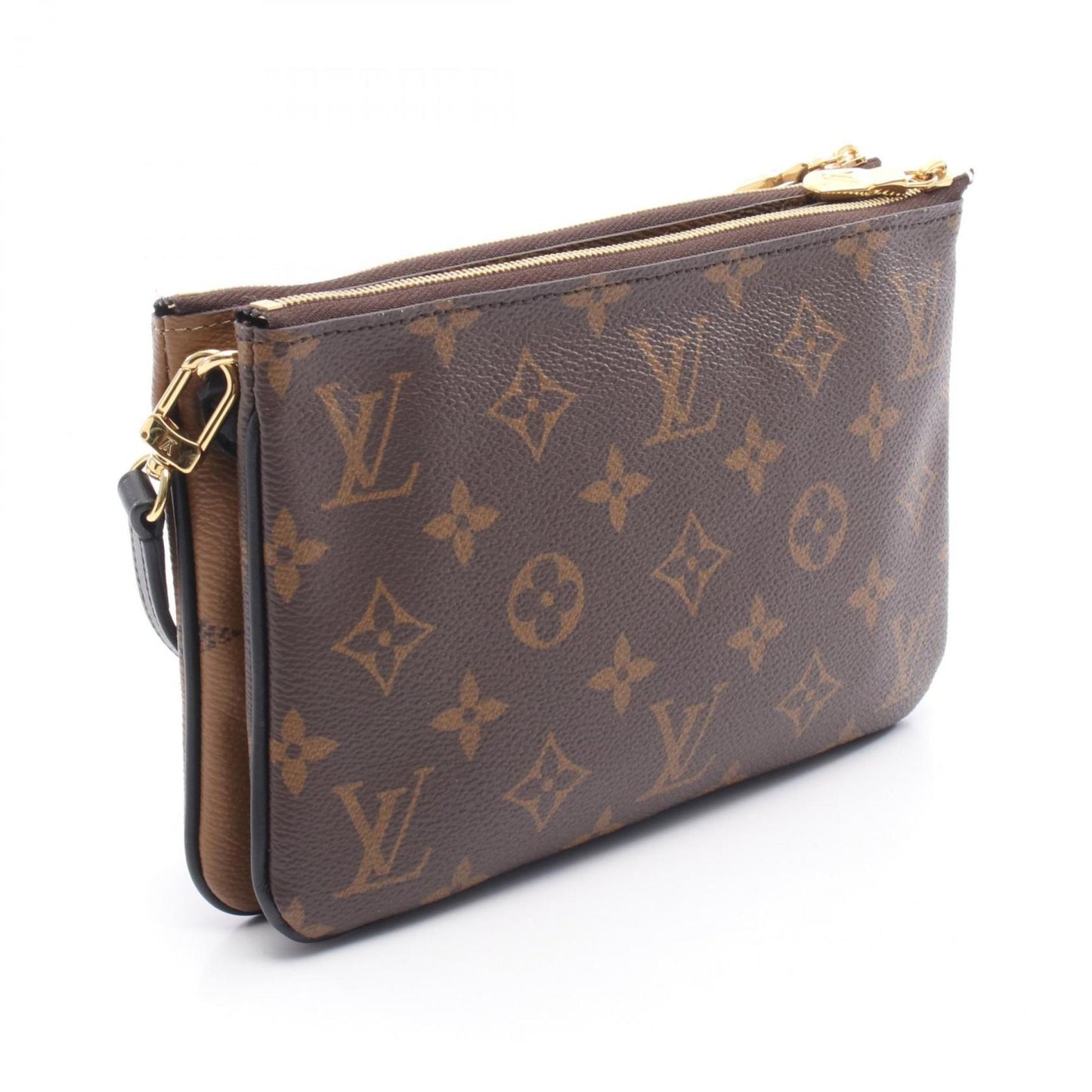 Louis Vuitton Double Zip Pochette Shoulder Bag In Coated Canvas And Leather With Monogram Giant