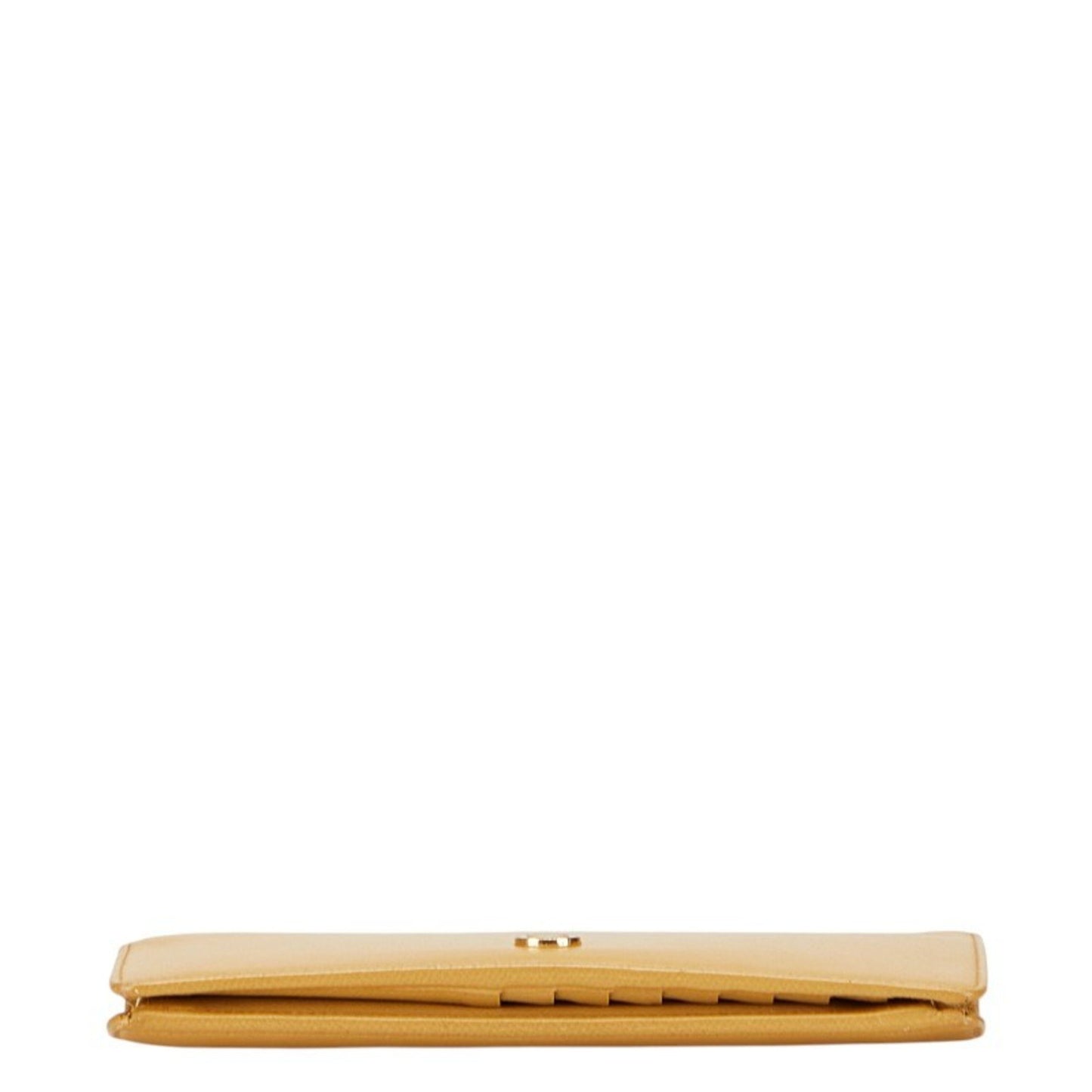 Chanel Coco Button Long Wallet Yellow Leather