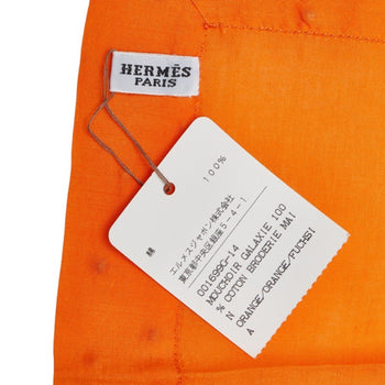 Hermes Polka Dot Embroidered Handkerchief Orange Cotton