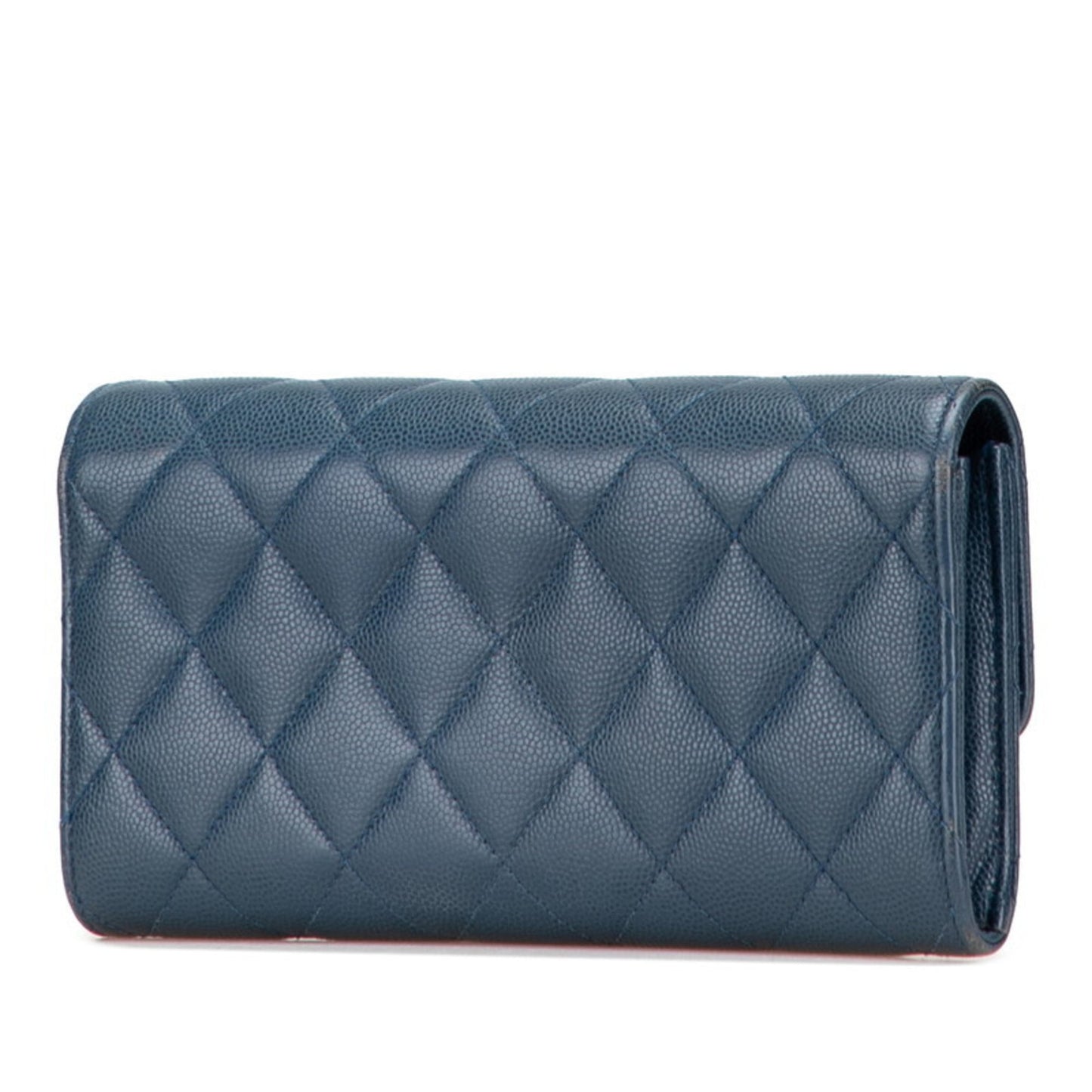 Chanel Matelasse Coco Mark Long Wallet Blue Caviar Leather
