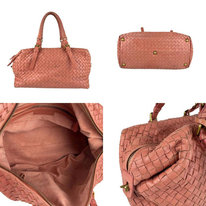 Bottega Veneta Intrecciato Leather Handbag In Coral Pink