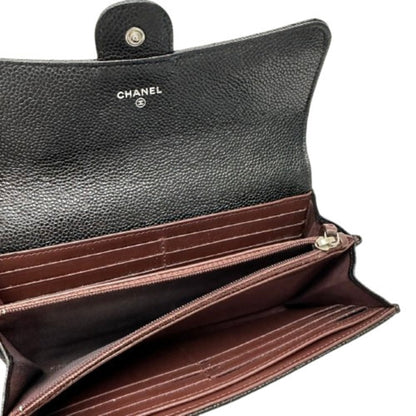 Chanel Classic Long Flap Wallet Matelasse Coco Mark Caviar Skin