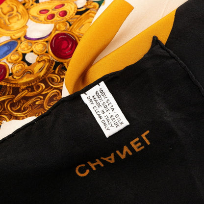 Chanel Coco Mark Jewelry Motif Scarf Muffler In Beige