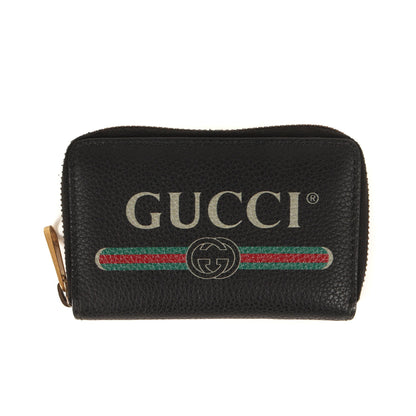 Gucci Leather Round Zip Card Case (496319) Black