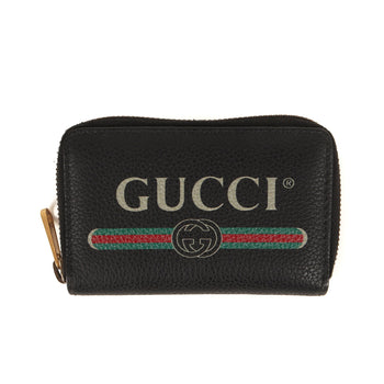 Gucci Leather Round Zip Card Case (496319) Black