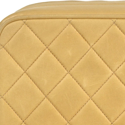 Chanel Shoulder Bag Lambskin Beige Diana Flap Coco Mark