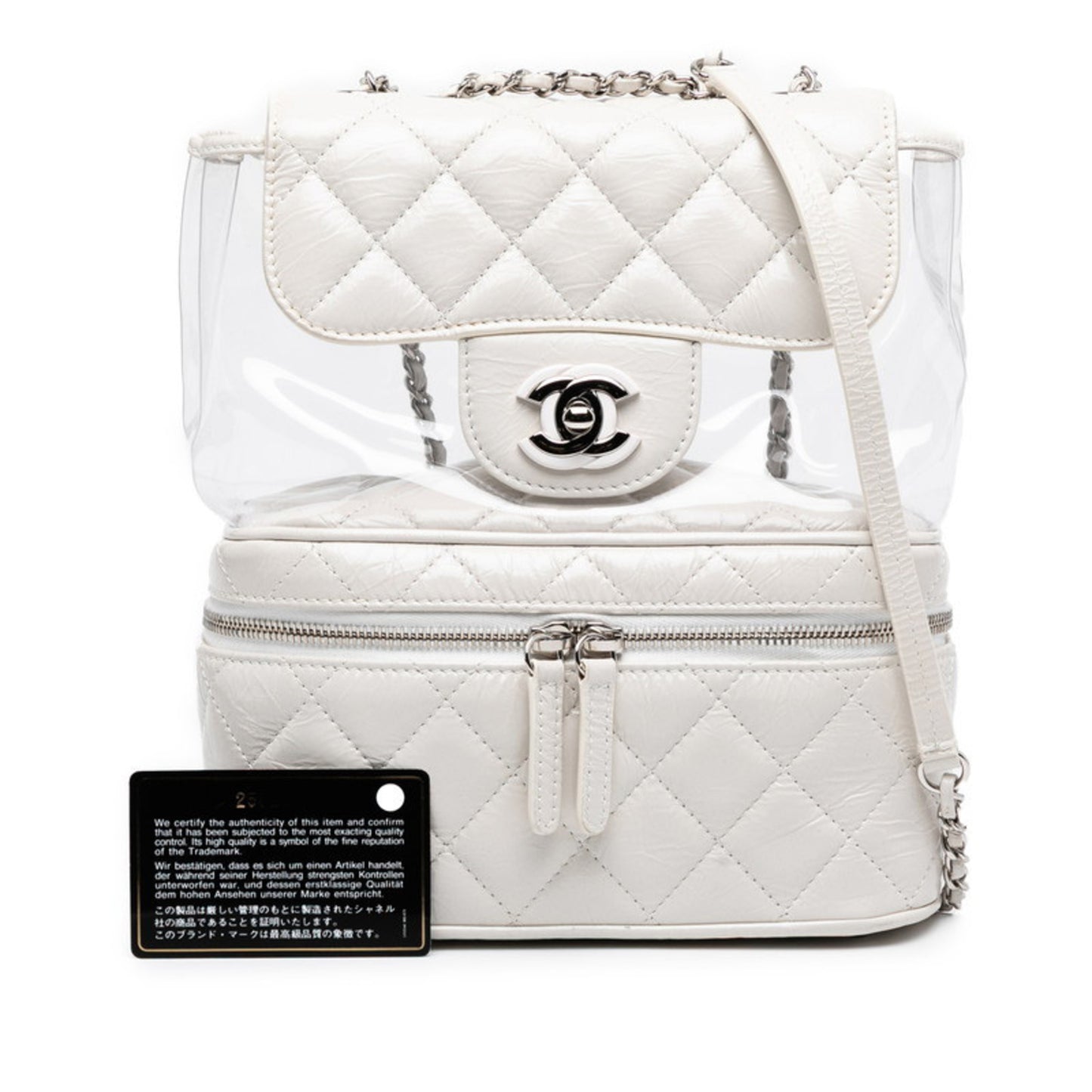 Chanel Matelasse Coco Mark Chain Shoulder Bag Handbag White Clear Leather Vinyl